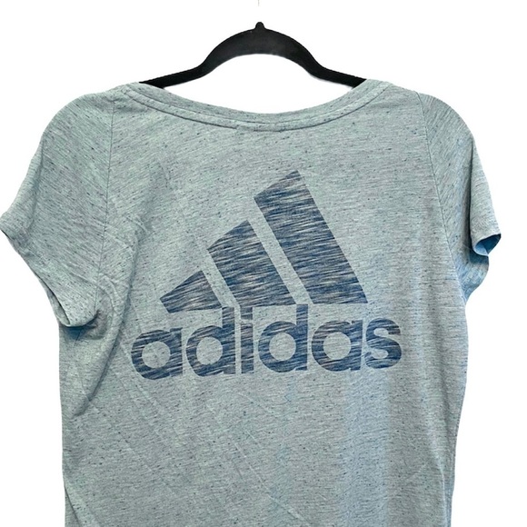Adidas heathered blue graphic logo vneck tshirt - Picture 4 of 7